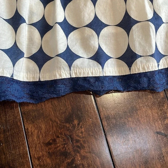 Gracia sleeveless mini dress Polka dot pleated Blue & cream Lined Size L Lined - Picture 10 of 15